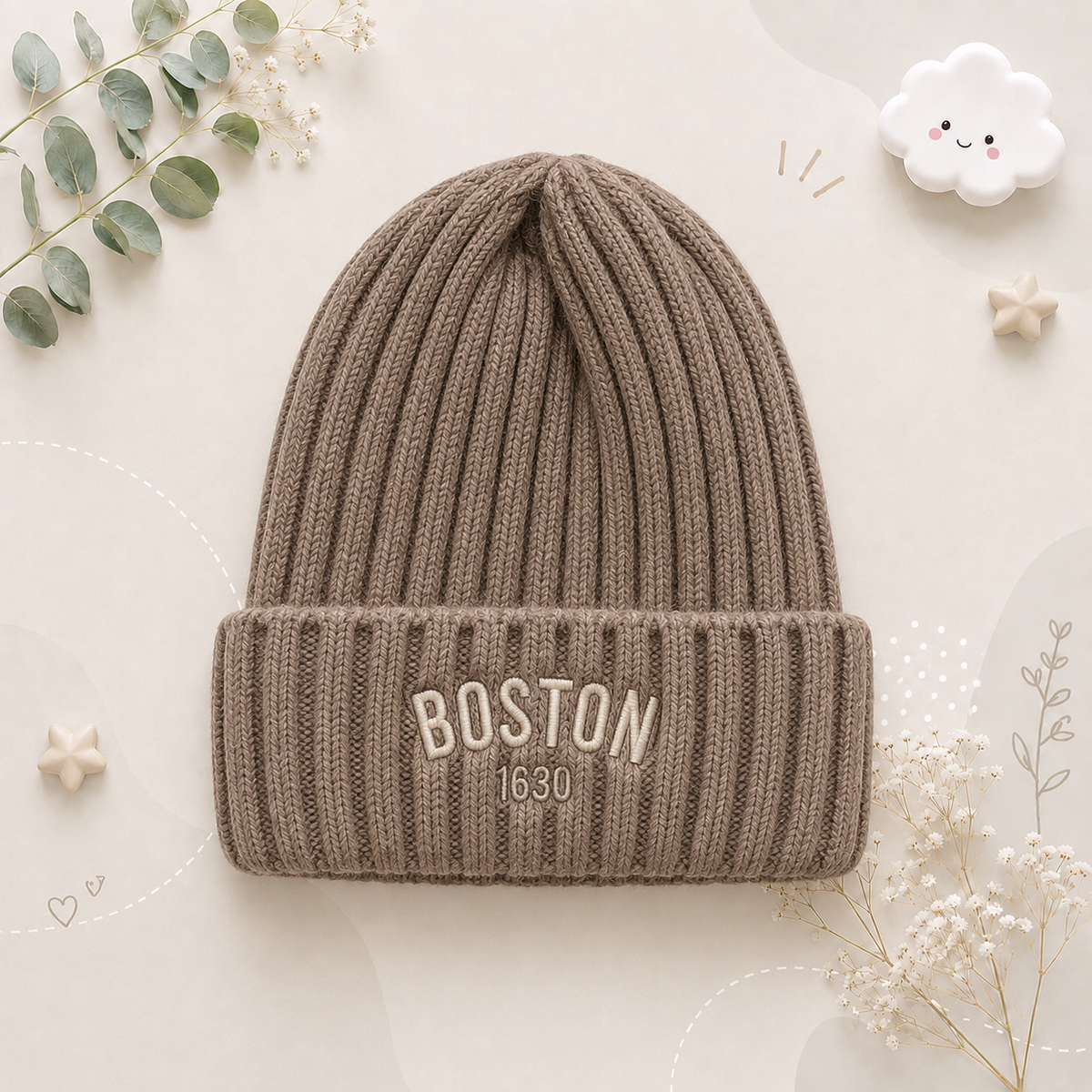The Luis - Baby Unisex Knitted Hat Solid Color Embroidered Beanie Cap