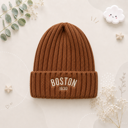 The Luis - Baby Unisex Knitted Hat Solid Color Embroidered Beanie Cap