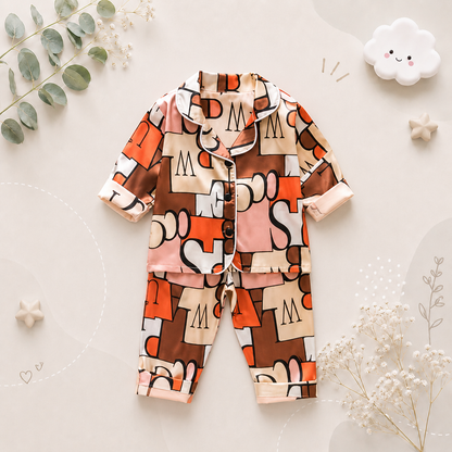 The Jodie - Baby Unisex Cute Print Pajamas Set - Letter W Print