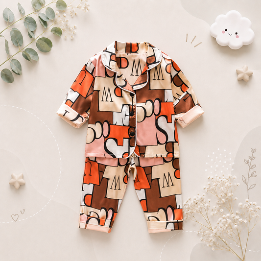 The Jodie - Baby Unisex Cute Print Pajamas Set - Letter W Print