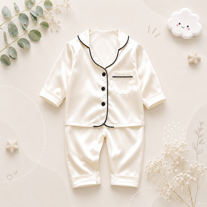 The Jodie - Baby Unisex Cute Print Pajamas Set - Plain Beige