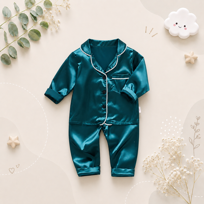 The Jodie - Baby Unisex Cute Print Pajamas Set - Plain Green