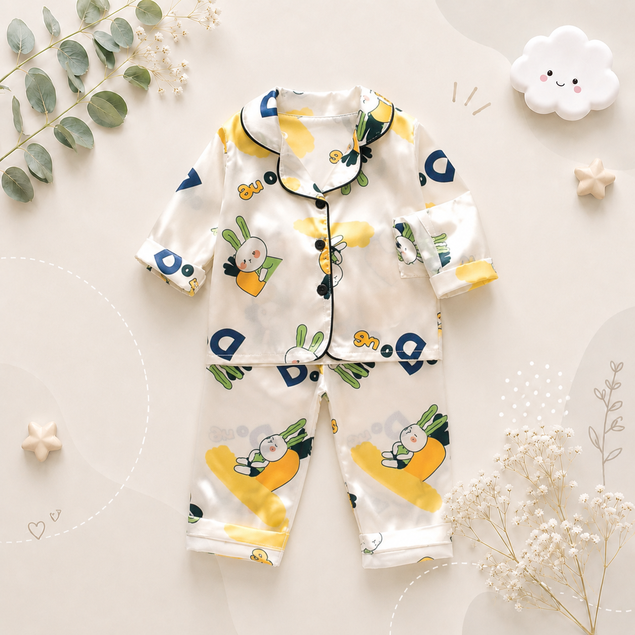 The Jodie - Baby Unisex Cute Print Pajamas Set - Rabbit Print