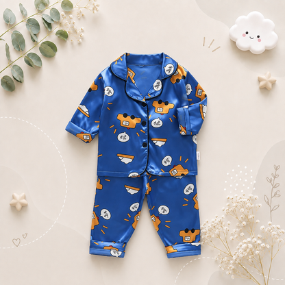 The Jodie - Baby Unisex Cute Print Pajamas Set - Blue Cars Print