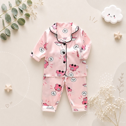 The Jodie - Baby Unisex Cute Print Pajamas Set - Pink Cars Print