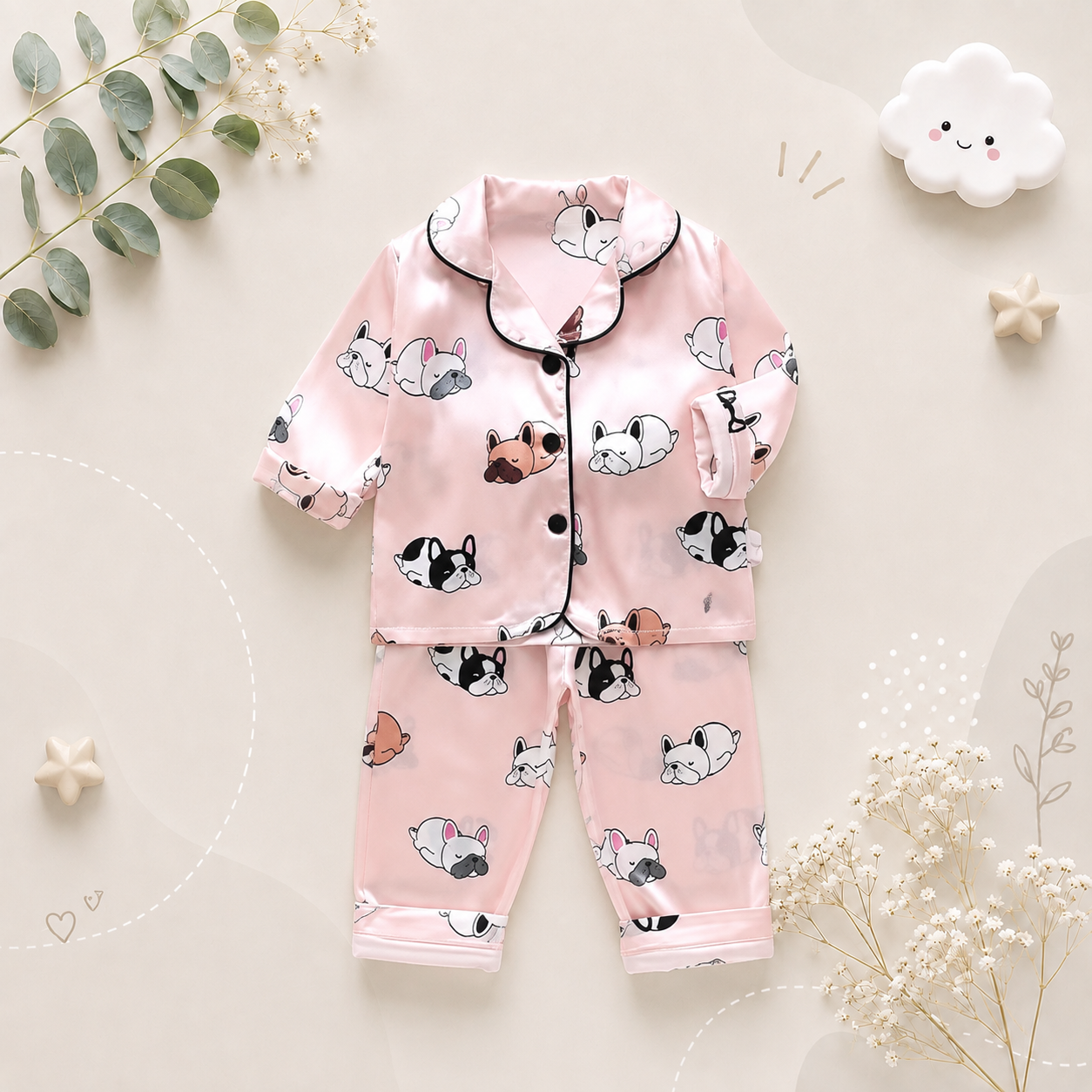 The Jodie - Baby Unisex Cute Print Pajamas Set - Lazy Dog Print