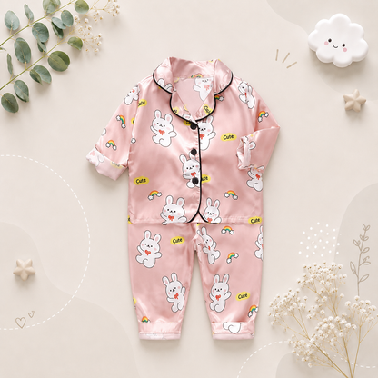 The Jodie - Baby Unisex Cute Print Pajamas Set - Cute White Rabbit Print