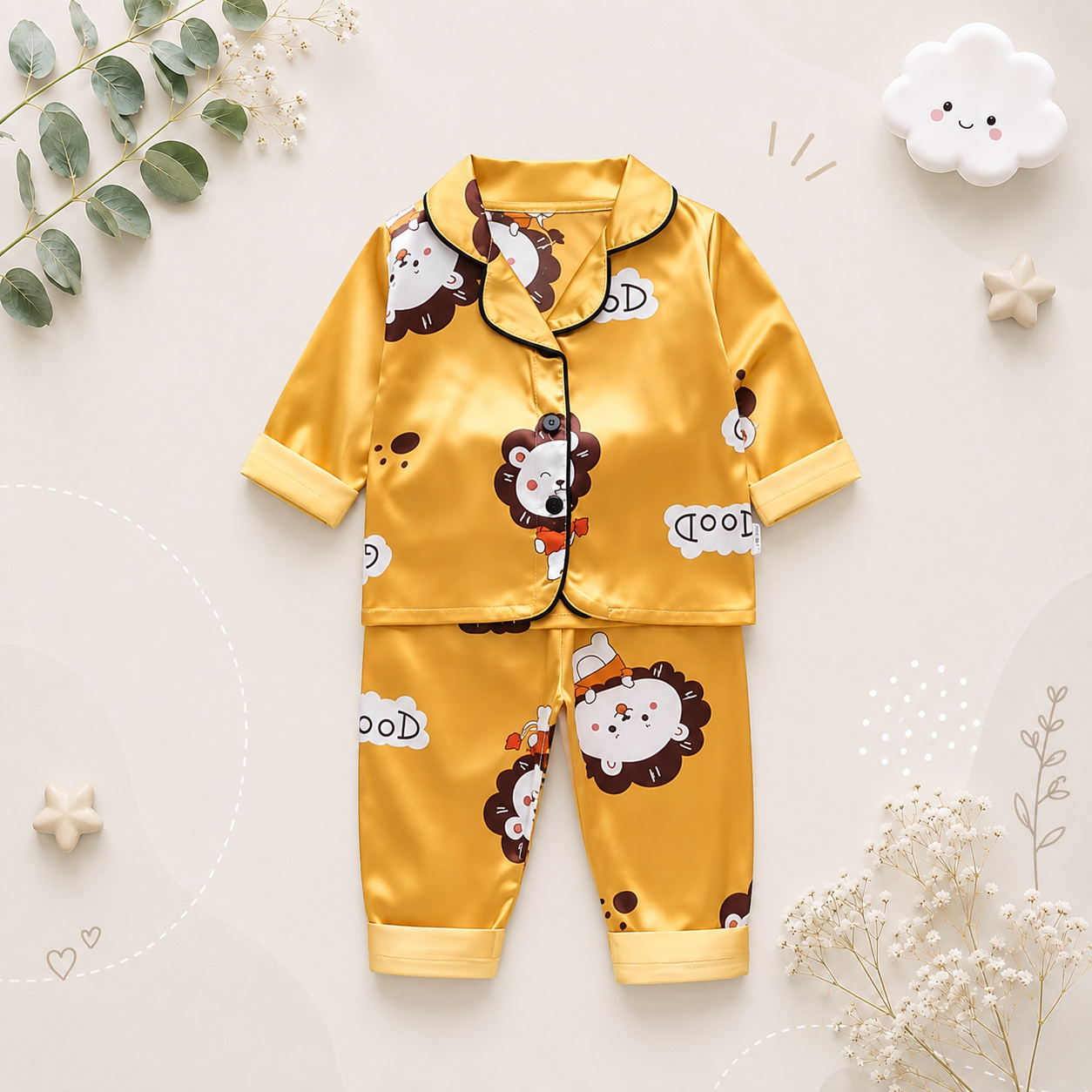 The Jodie - Baby Unisex Cute Print Pajamas Set - Lion Print