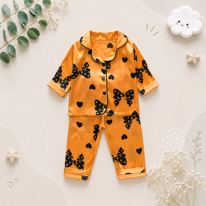 The Jodie - Baby Unisex Cute Print Pajamas Set - Orange Ribbon Print