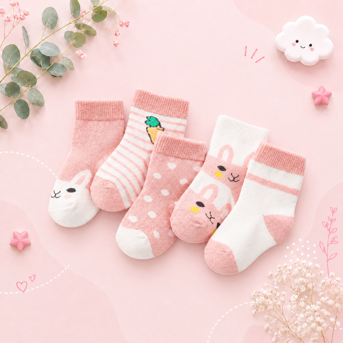 The Reese - Kids Pure Cotton Socks Pink