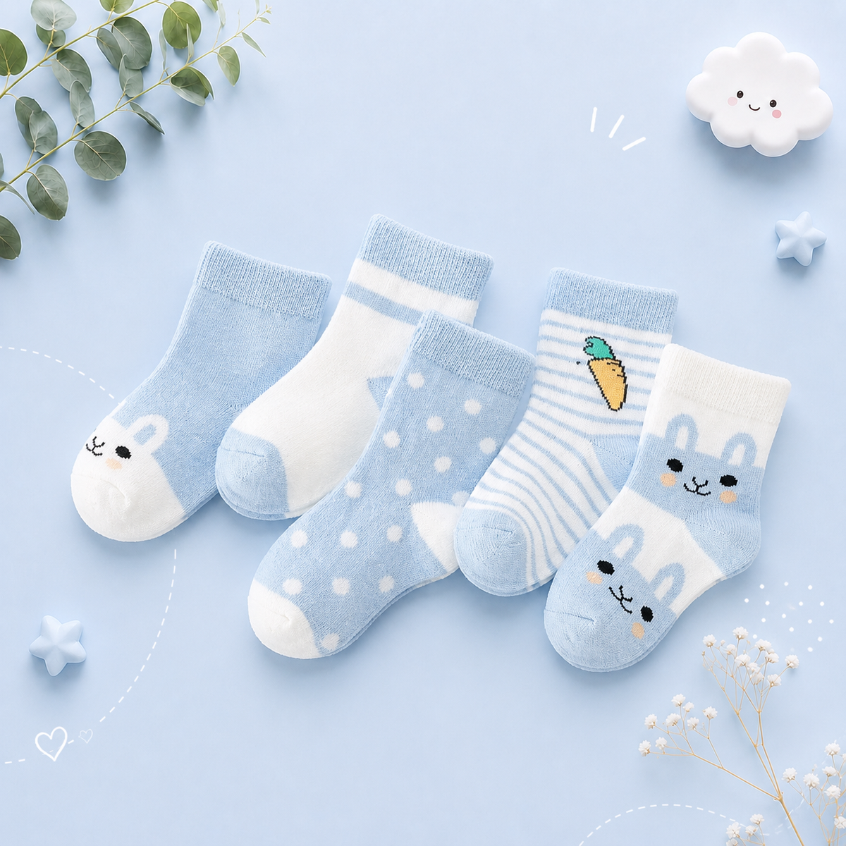 The Reese - Kids Pure Cotton Socks Light Blue