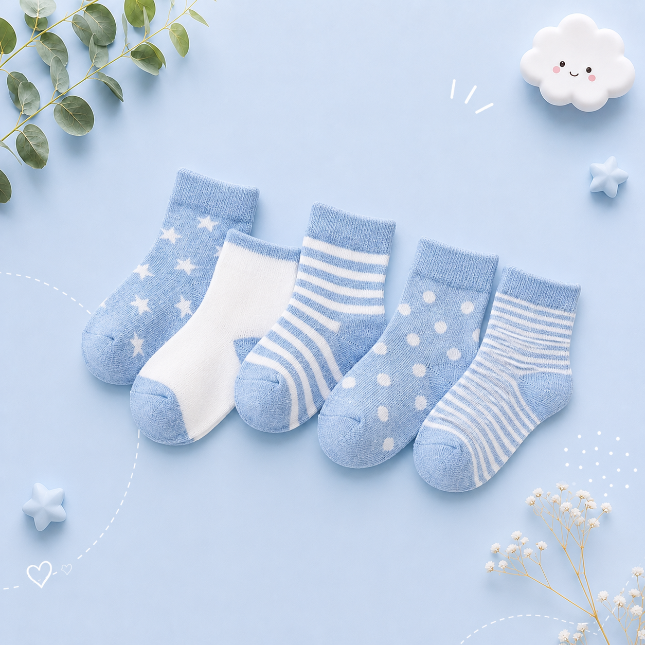 The Reese - Kids Pure Cotton Socks Light Blue