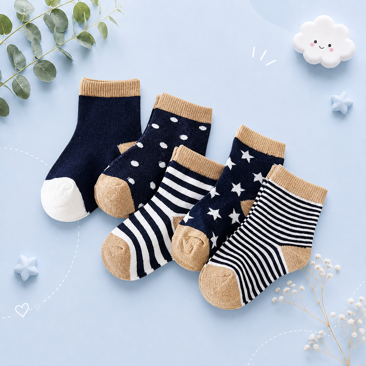 The Reese - Kids Pure Cotton Socks Navy Blue