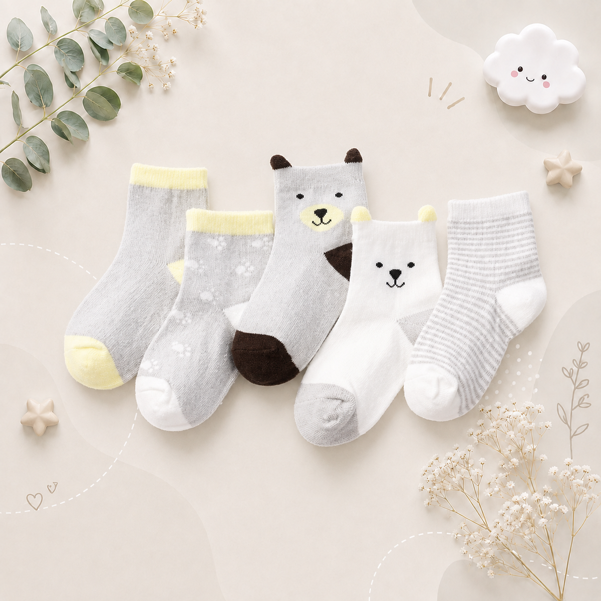 The Reese - Kids Pure Cotton Socks Gray