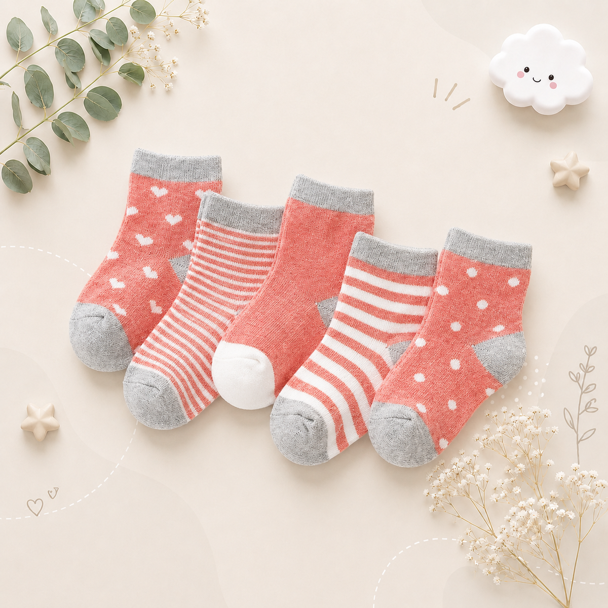 The Reese - Kids Pure Cotton Socks Red