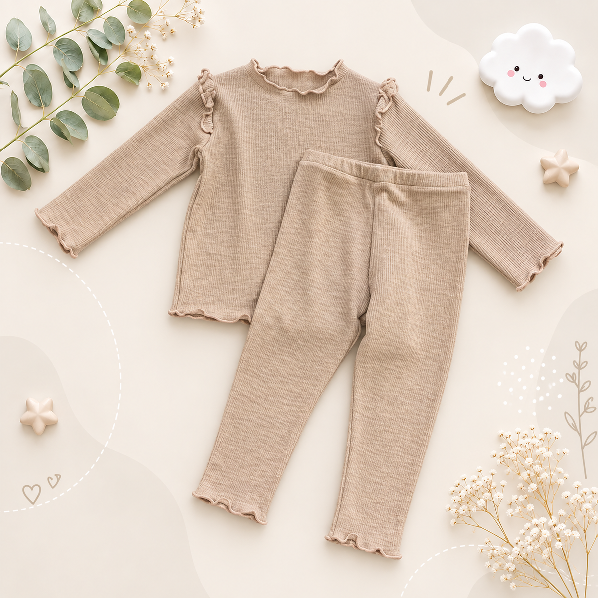 The Alitzel - Baby Unisex Brown Pajamas Set