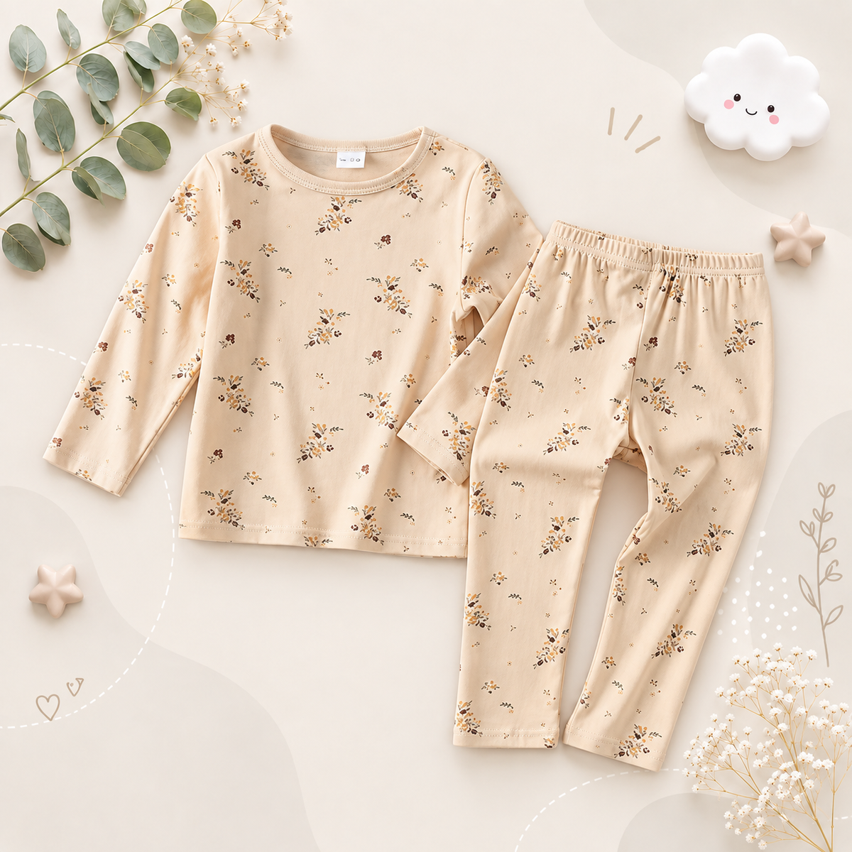 The Alitzel - Baby Unisex Leaves Pajamas Set