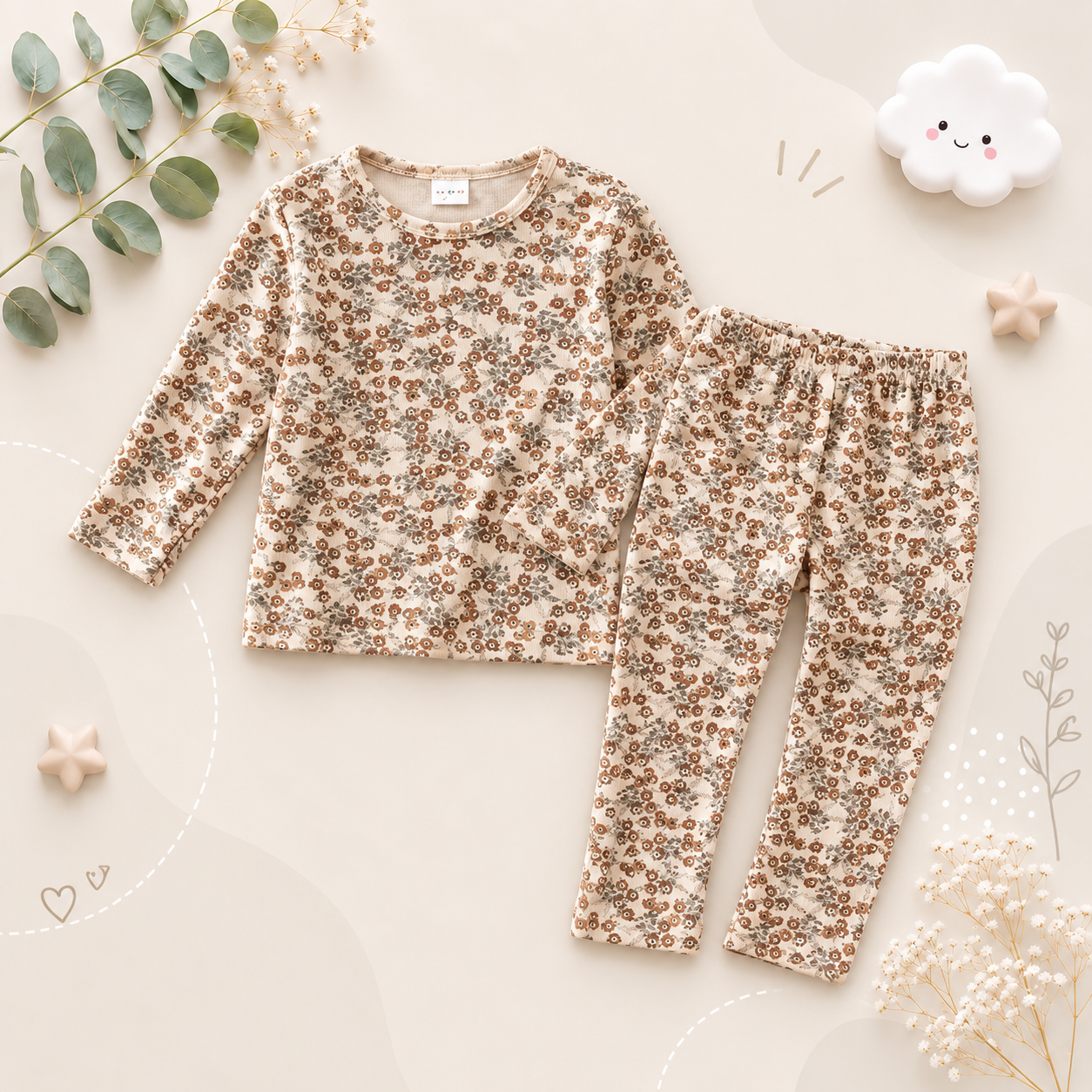 The Alitzel - Baby Unisex Leaves Pajamas Set