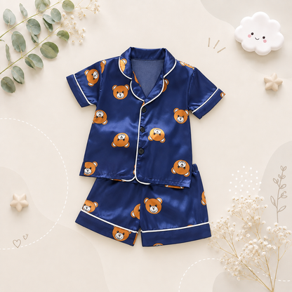 The Michel - Baby Unisex Cute Print Pajamas Set - Navy Blue
