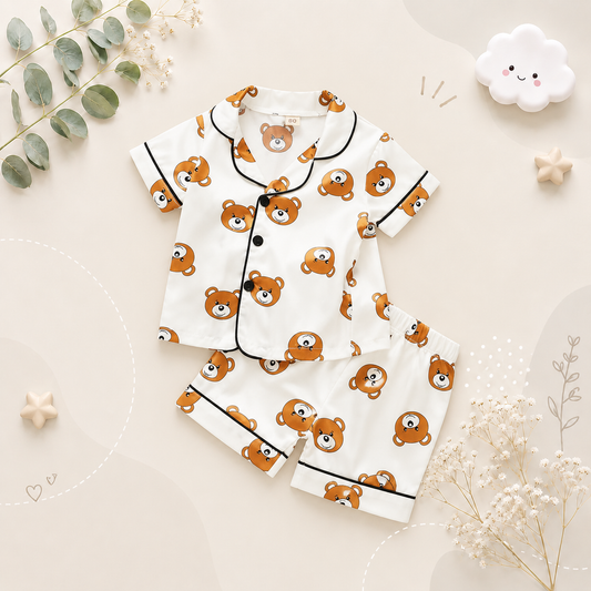The Michel - Baby Unisex Cute Print Pajamas Set - Beige