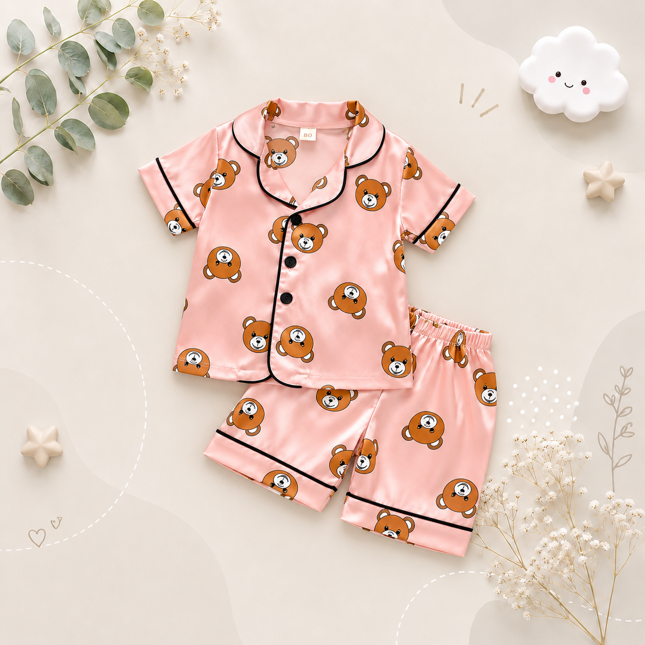 The Michel - Baby Unisex Cute Print Pajamas Set - Pink