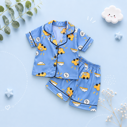 The Matheo - Baby Boy Cute Blue Cars Print Pajamas Set