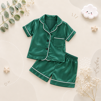 The Kim - Baby Unisex Cute Plain Green Colour Pajamas Set