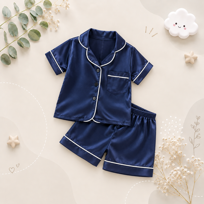 The Kim - Baby Unisex Cute Plain Navy Blue Colour Pajamas Set