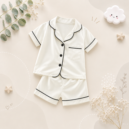 The Kim - Baby Unisex Cute Plain White Colour Pajamas Set