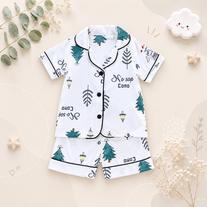 The Adrian - Baby Unisex White Silk Short-Sleeved Pajamas