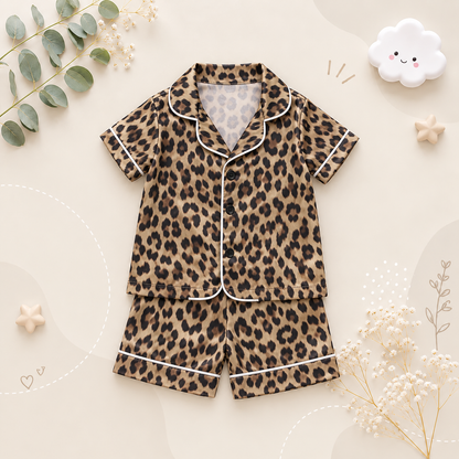 The Adrian - Baby Unisex Leopard Silk Short-Sleeved Pajamas