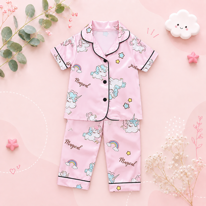 The Clara - Baby Girl Pink Unicorn Print Cartoon Pajamas