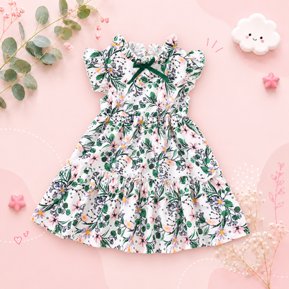 The Amelia - Baby Girl Daily Dress Flowers Print Sleeveless Retro Style