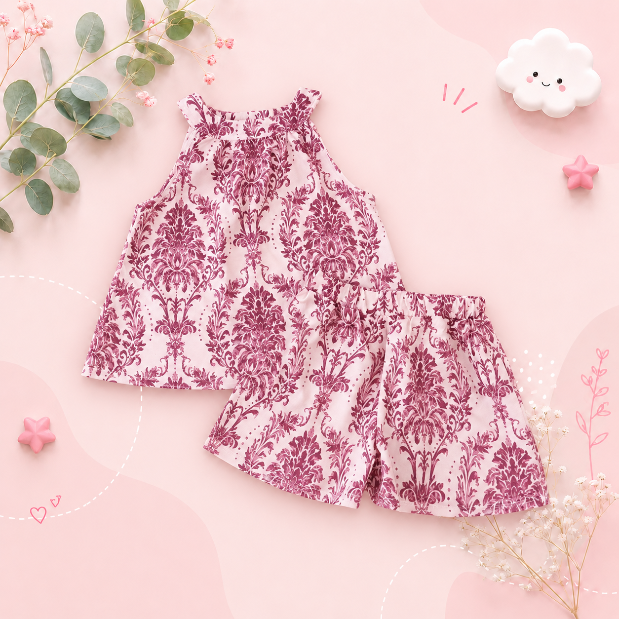 The Sofia - Baby Girl Summer Small Floral Halterneck Sleeveless Suspender Set
