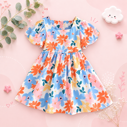 The Evelyn - Baby Girl Colourful Floral Short-Sleeved Dresses