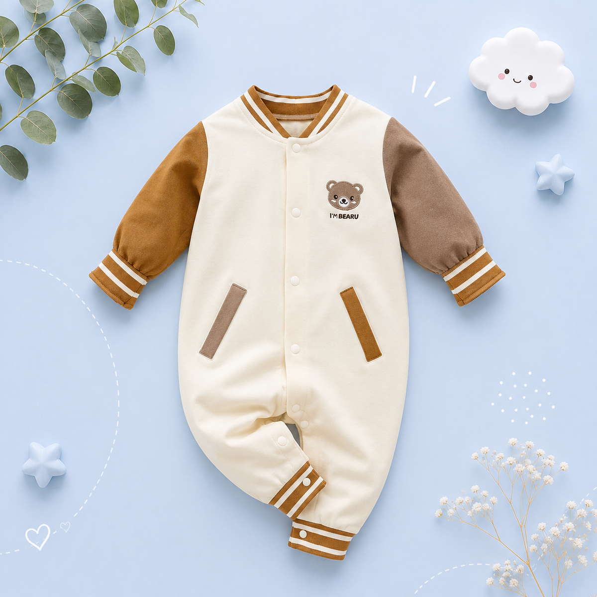 The Luka - Baby Unisex Teddy Bear Embroidered Baseball Suit