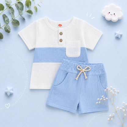 The Cassian - Baby Boy Short Sleeve Contrast Color Tops Shorts Kids Loose Outwear