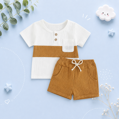 The Cassian - Baby Boy Short Sleeve Contrast Color Tops Shorts Kids Loose Outwear