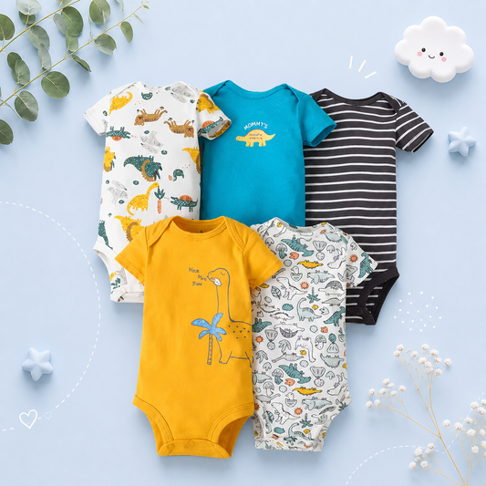 The Max - Baby Unisex 5pcs Cartoon Print Rompers