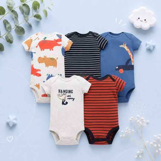 The Max - Baby Unisex 5pcs Cartoon Print Rompers