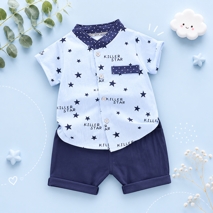 The Abel - Baby Boy Summer Casual Print Tops + Shorts
