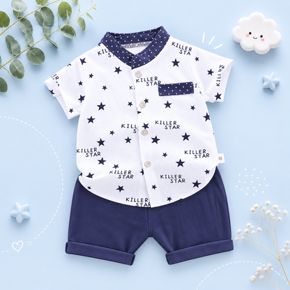 The Abel - Baby Boy Summer Casual Print Tops + Shorts