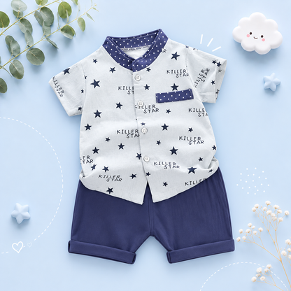 The Abel - Baby Boy Summer Casual Print Tops + Shorts