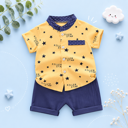 The Abel - Baby Boy Summer Casual Print Tops + Shorts
