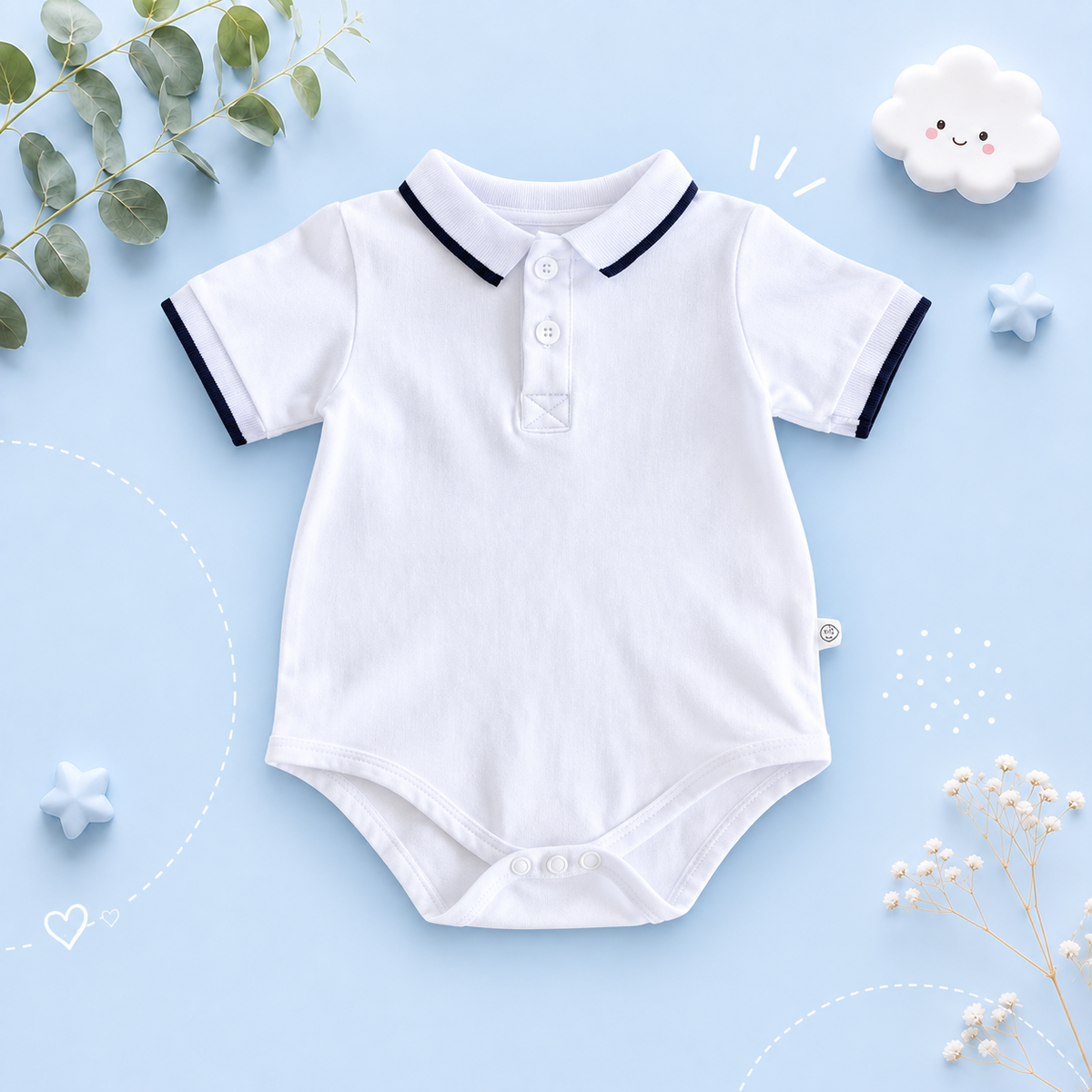 The Yael - Baby Boy White Plain Colour Jumpsuits