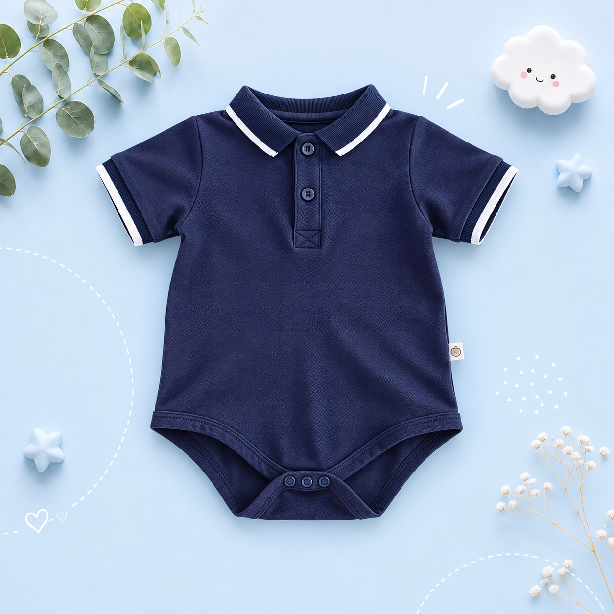 The Yael - Baby Boy Blue Plain Colour Jumpsuits