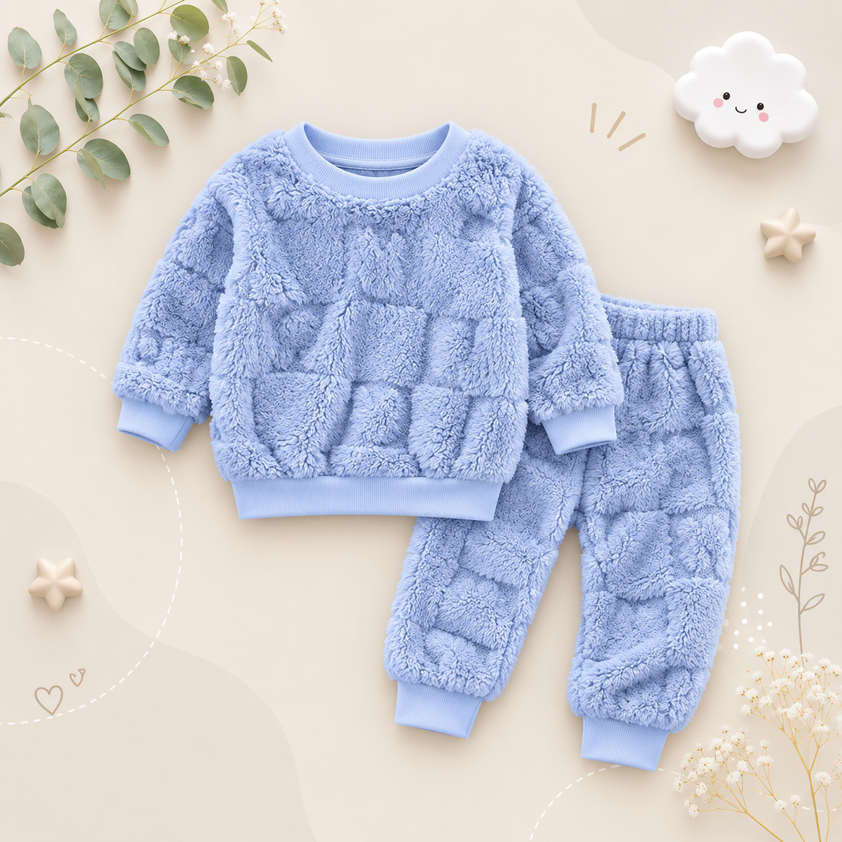 The Rhodes - Baby Unisex Velvet Thick Flange Pajamas