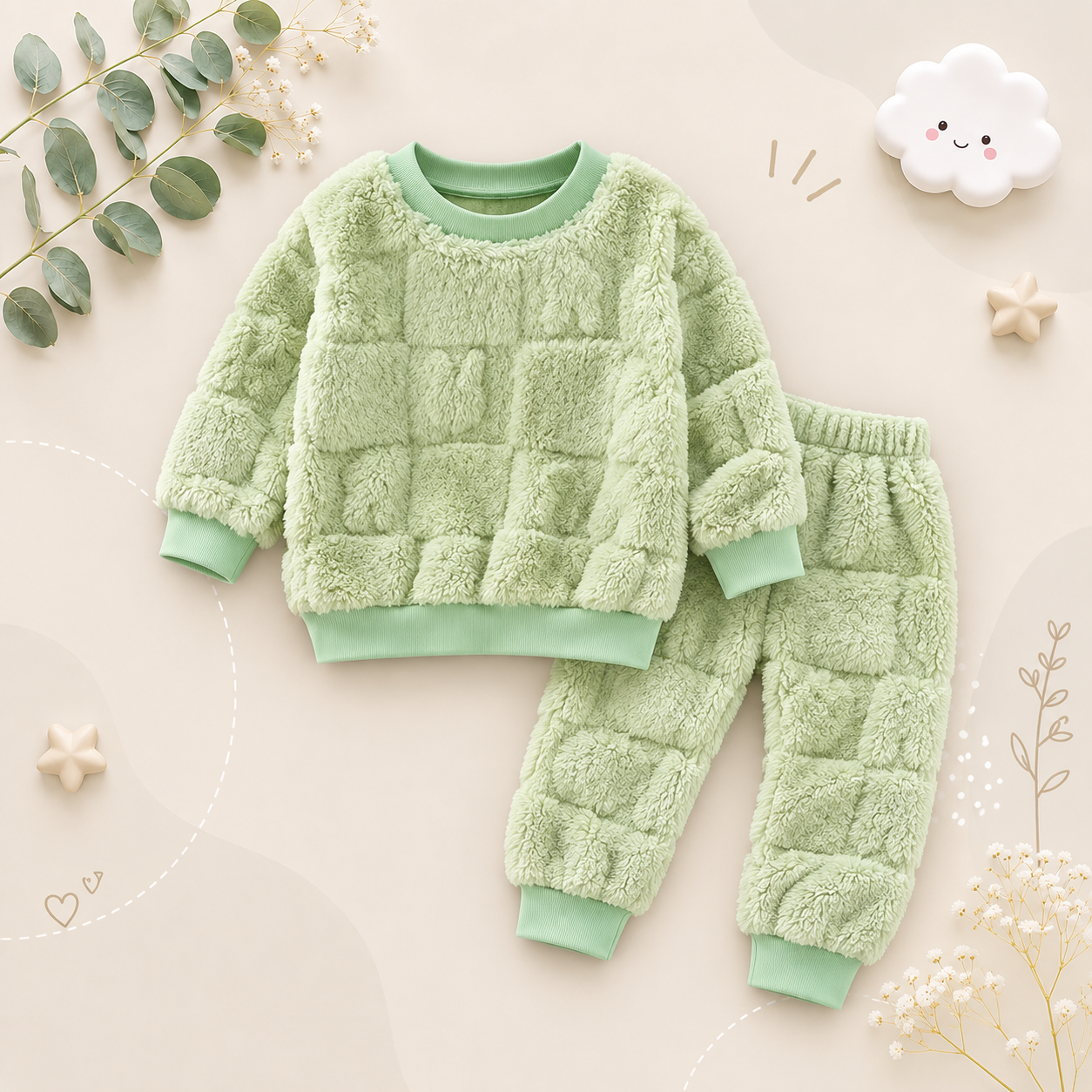 The Rhodes - Baby Unisex Velvet Thick Flange Pajamas