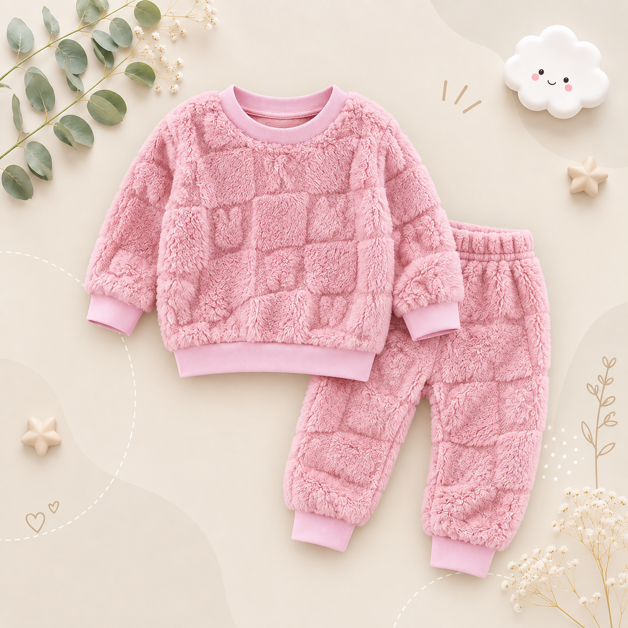The Rhodes - Baby Unisex Velvet Thick Flange Pajamas