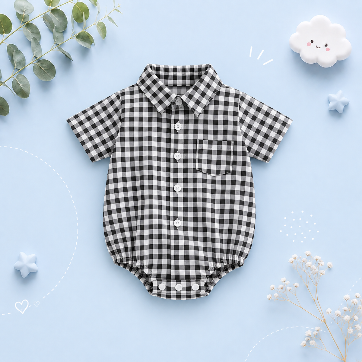 The Jasiel - Baby Boy Cotton Plaid Bodysuit